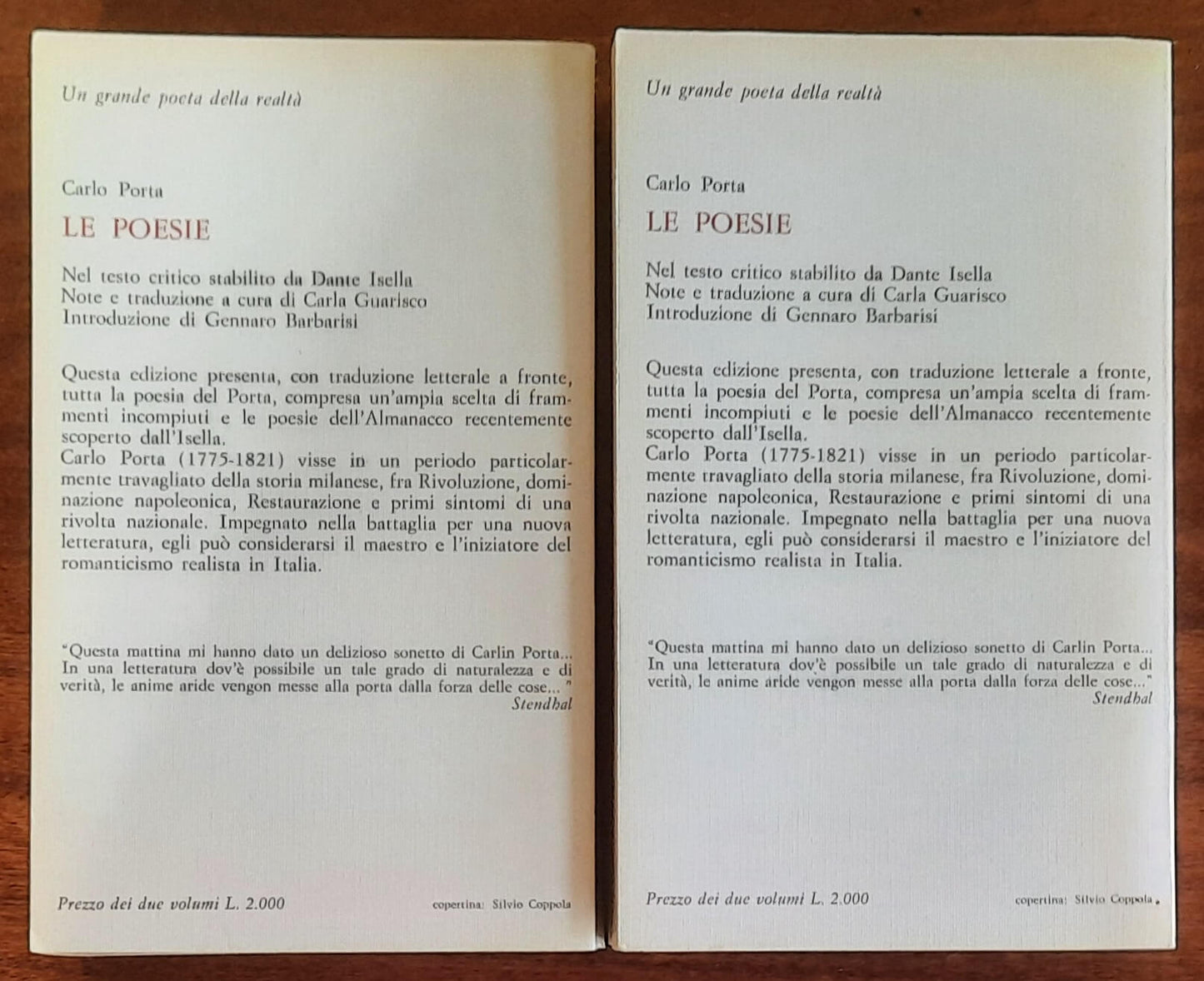 Carlo Porta Le poesie - 2 vol. - Feltrinelli