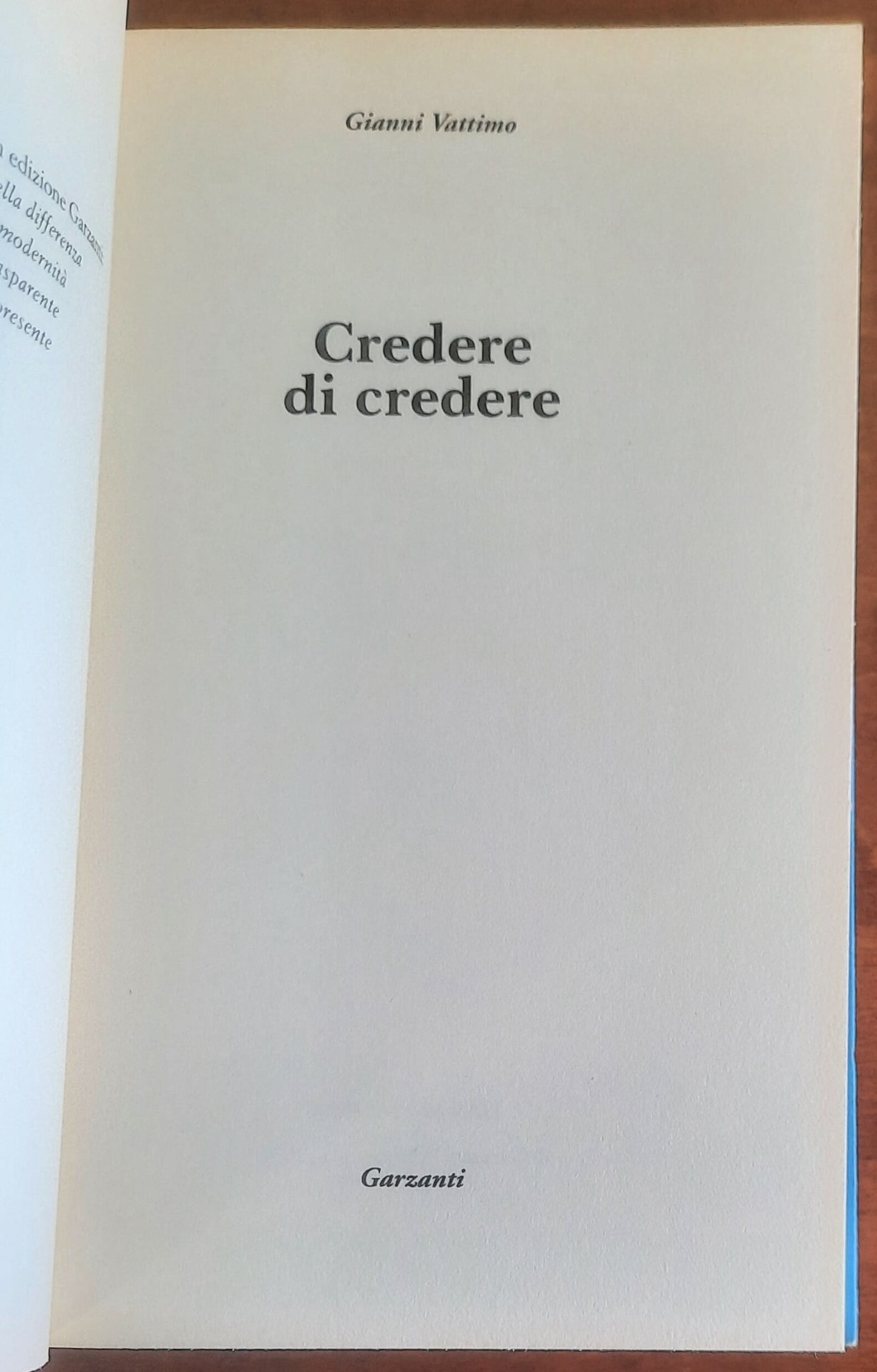 Credere di credere - Gianni Vattimo - Garzanti