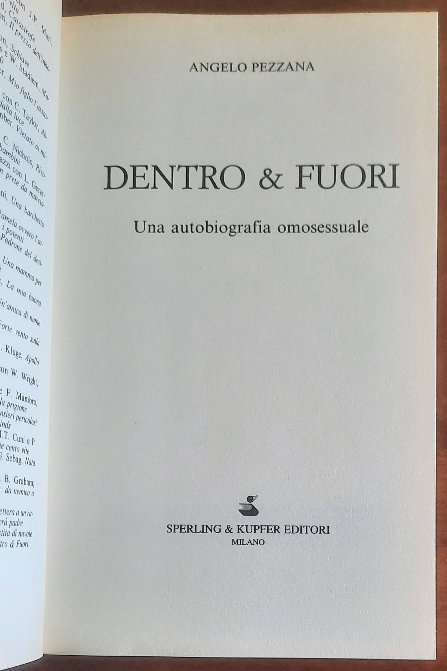 Dentro & Fuori. Una autobiografia omosessuale - di Angelo Pezzana
