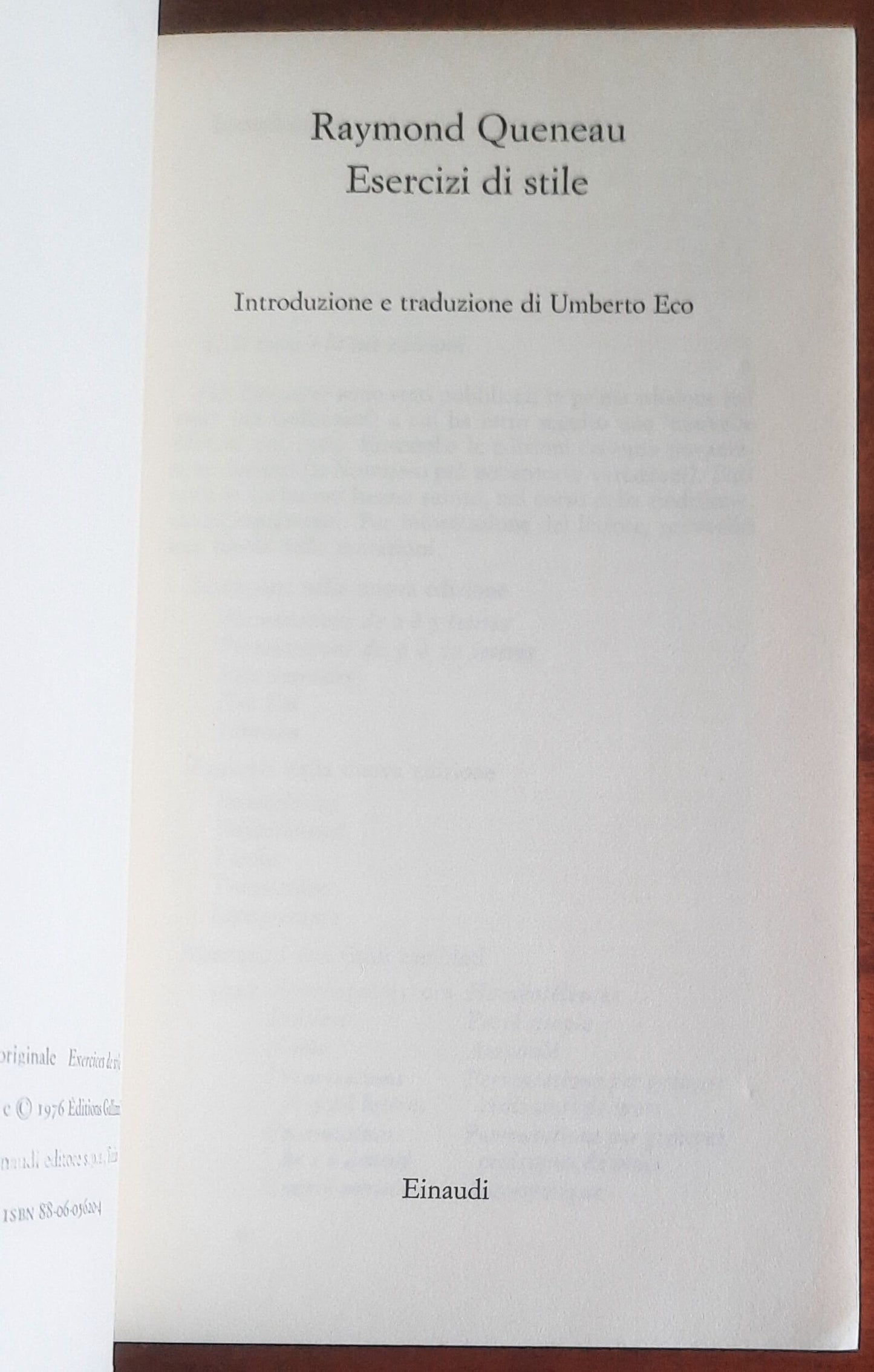 Esercizi di stile - di Raymond Queneau - Einaudi
