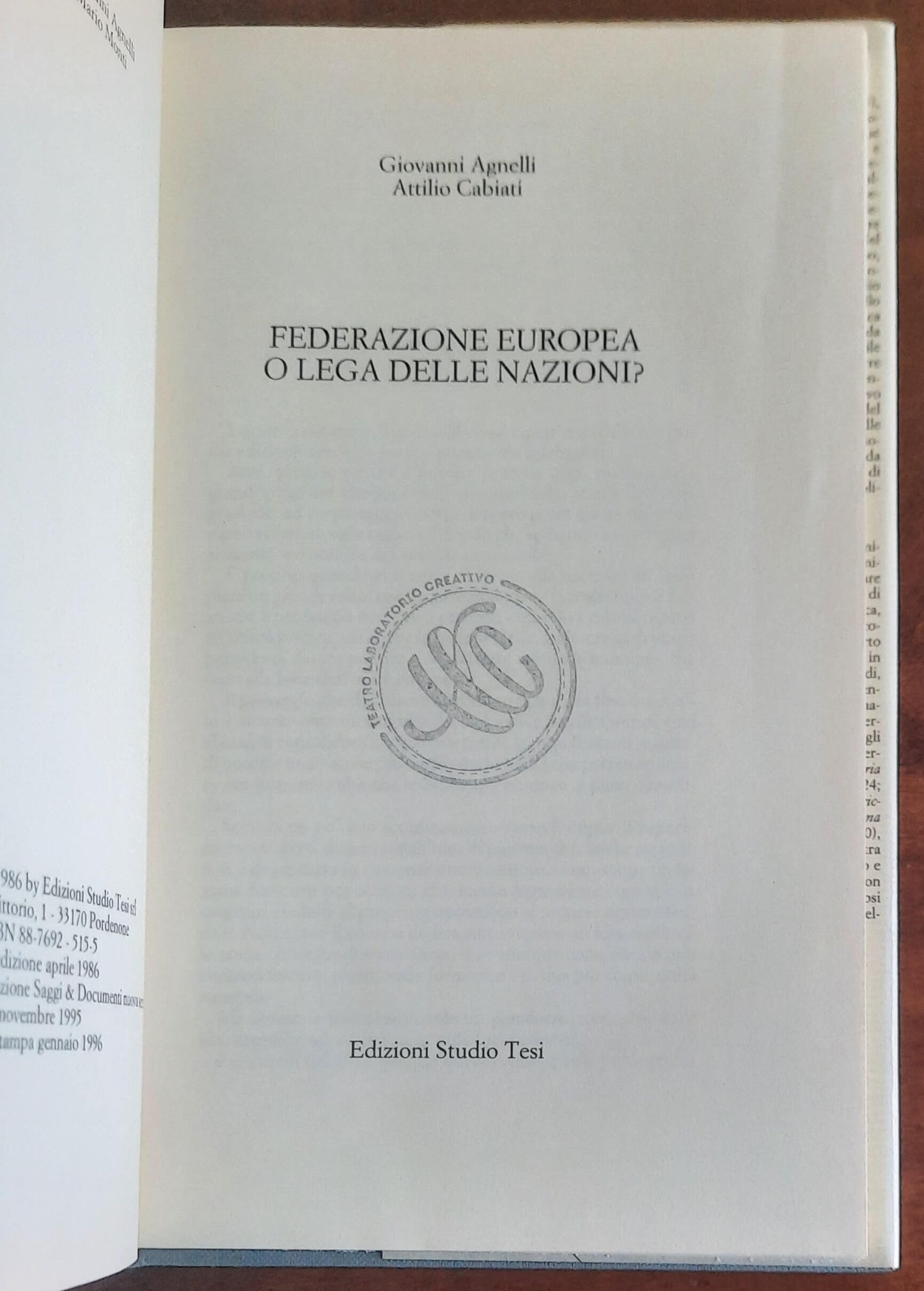 Federazione Europea o Lega delle Nazioni - Edizioni Studio Tesi