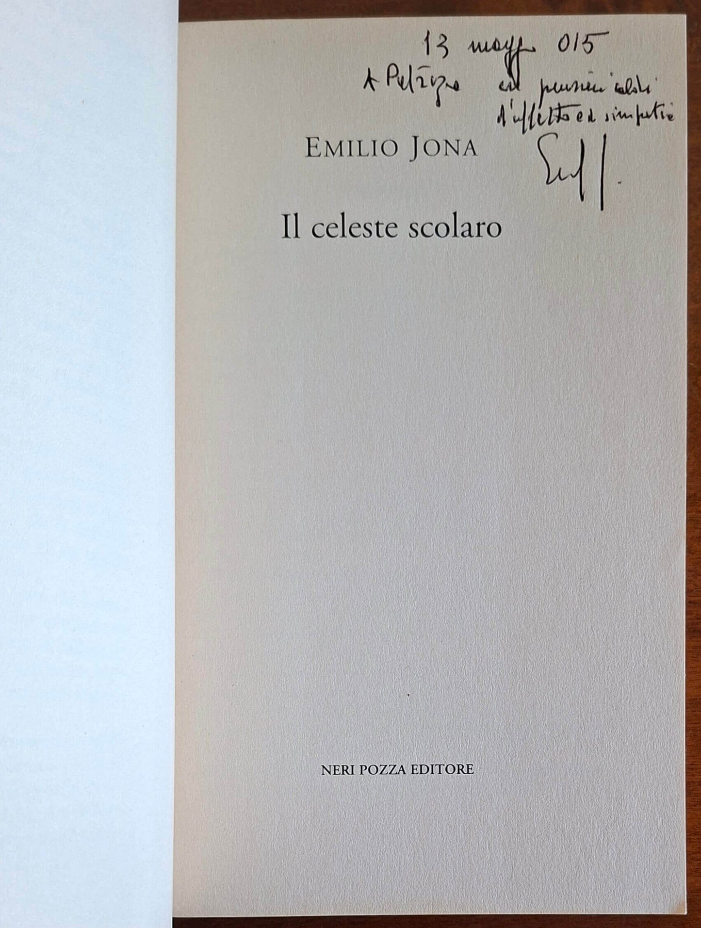 Il celeste scolaro - Emilio Jona - Neri Pozza