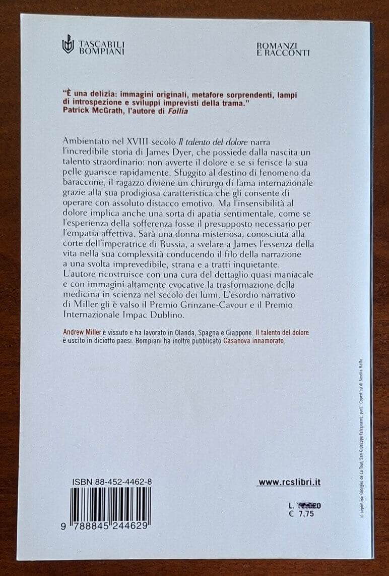 Il talento del dolore - Andrew Miller - Bompiani