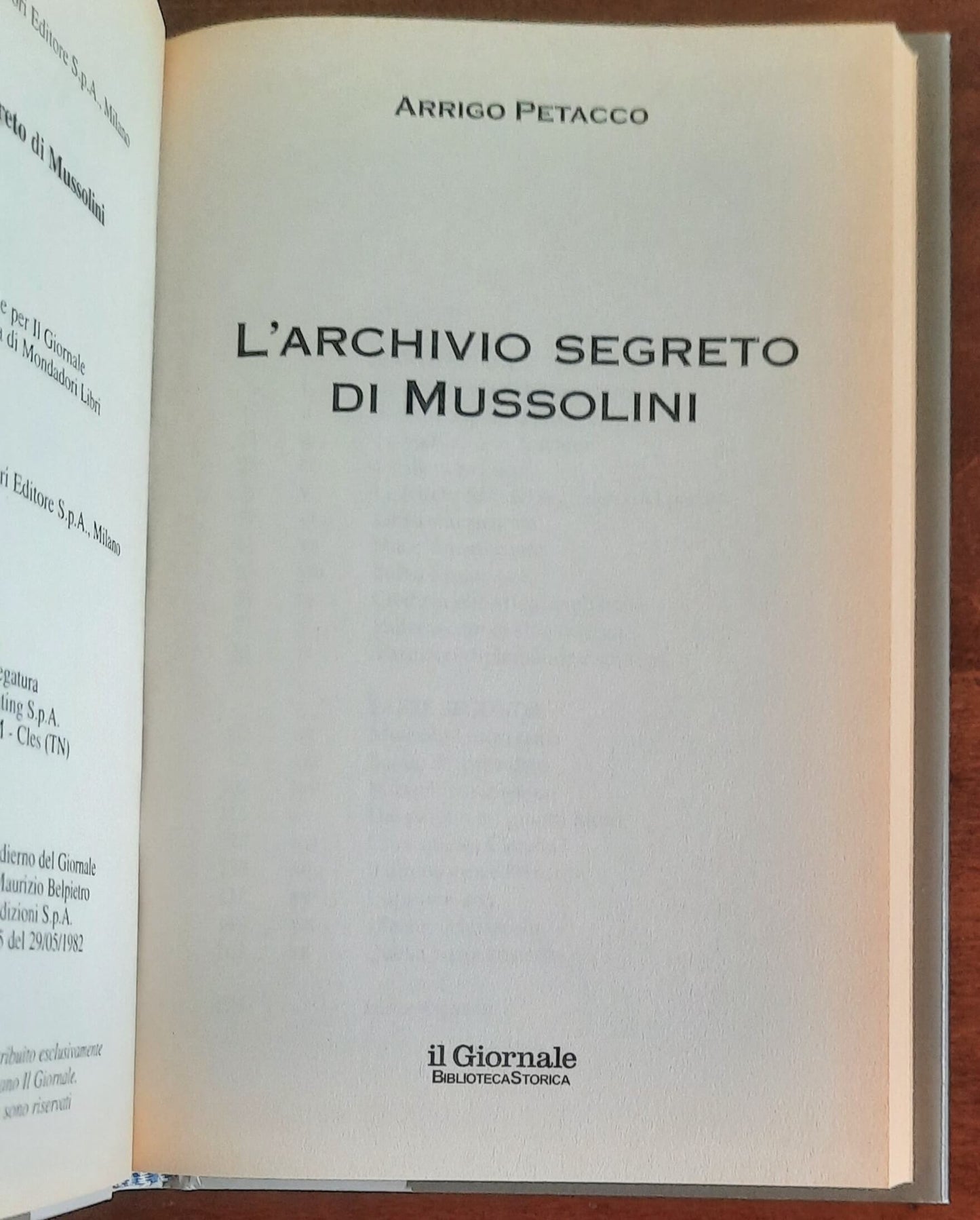 L’archivio segreto di Mussolini - Biblioteca Storica