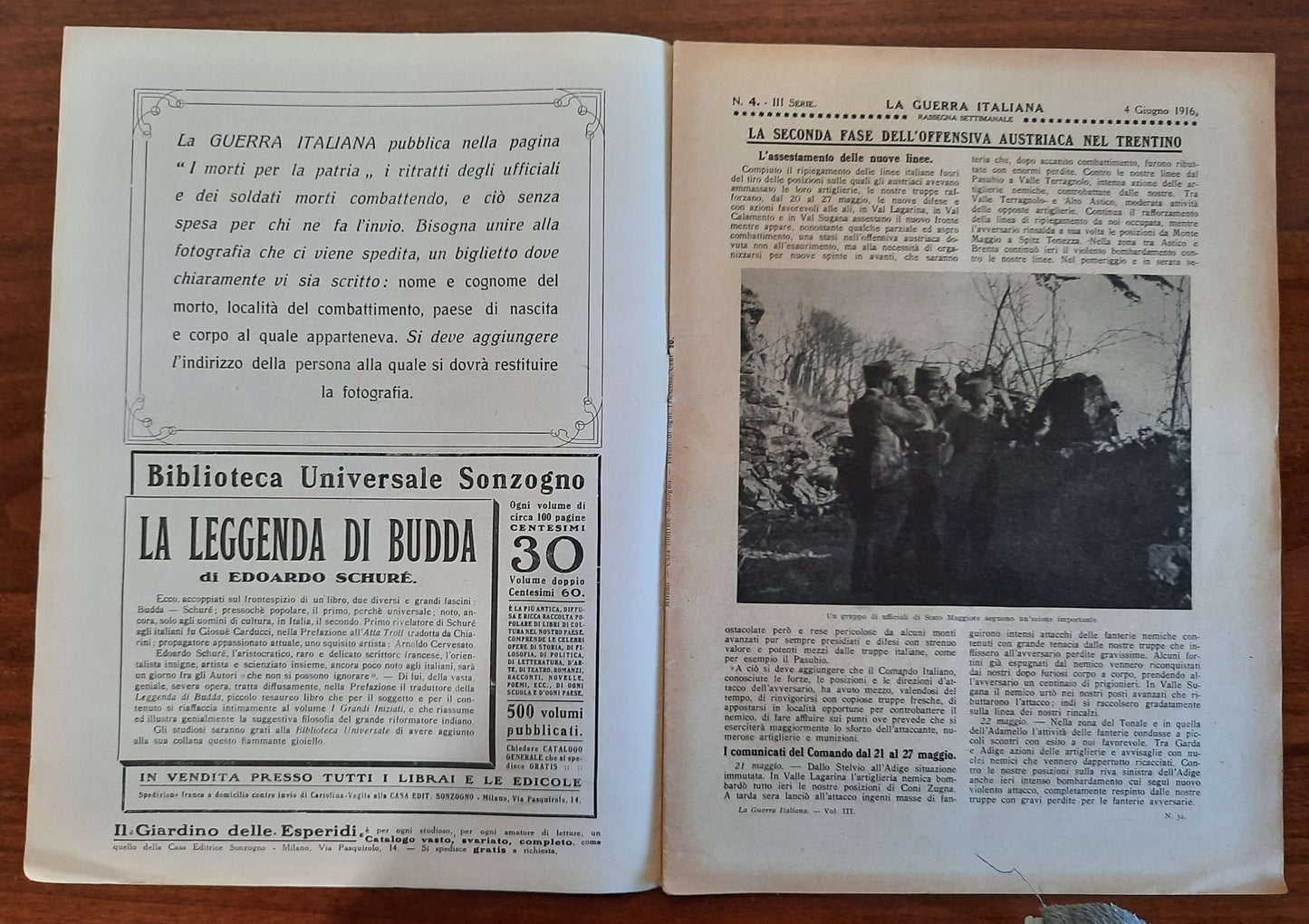 La Guerra Italiana Cronistoria Illustrata degli Avvenimenti - 4 Giugno 1916 - III Serie n.4 - Sonzogno