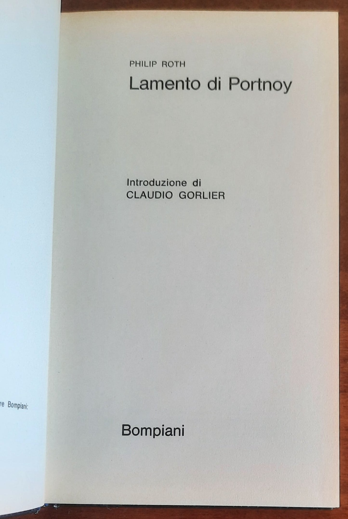 Lamento di Portnoy - di Philiph Roth - Bompiani