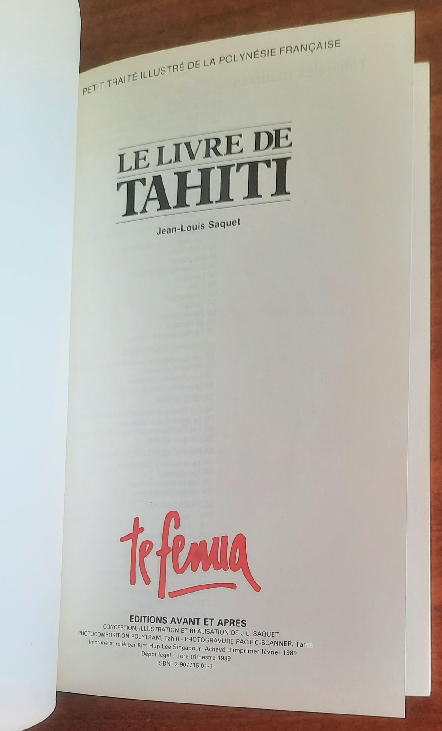 Le livre de Tahiti - di Jean-louis Saquet - Editions Avant Et Apres
