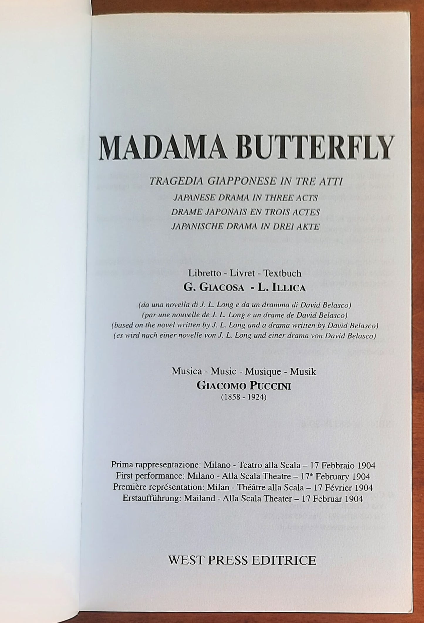 Madama Butterfly. Tragedia giapponese in tre atti - West Press Editrice