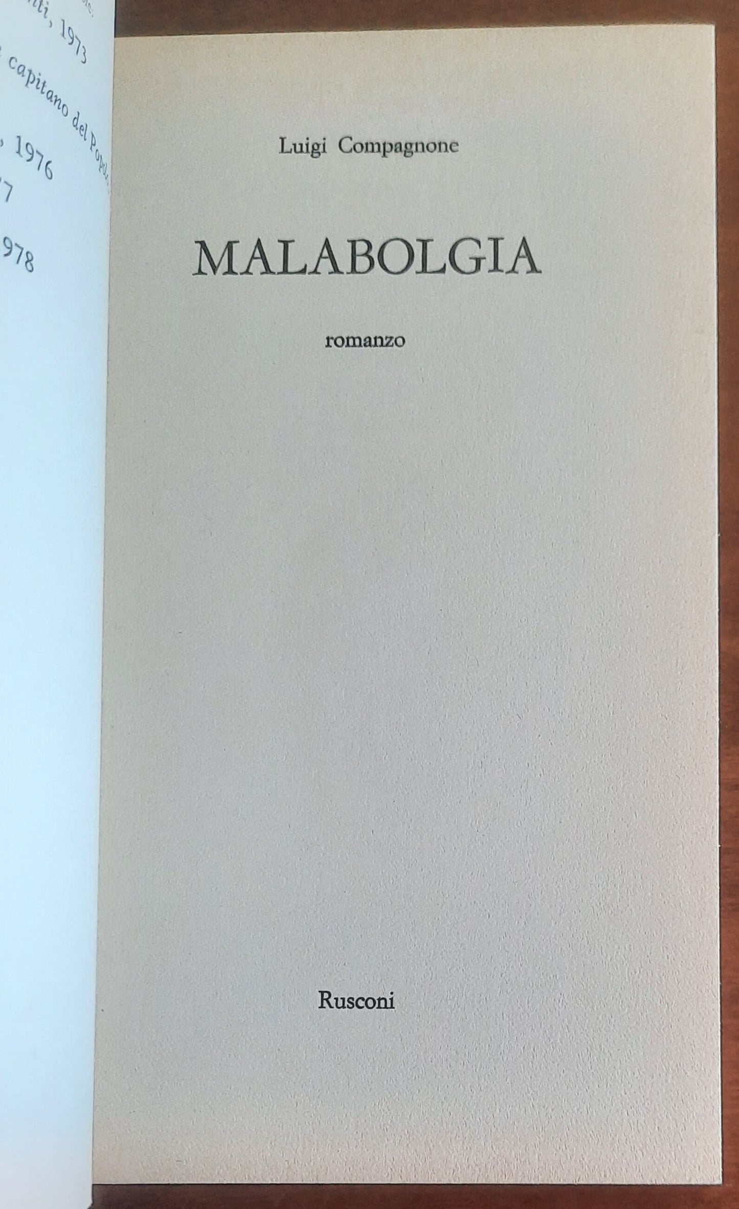 Malabolgia - di Luigi Compagnone - Rusconi