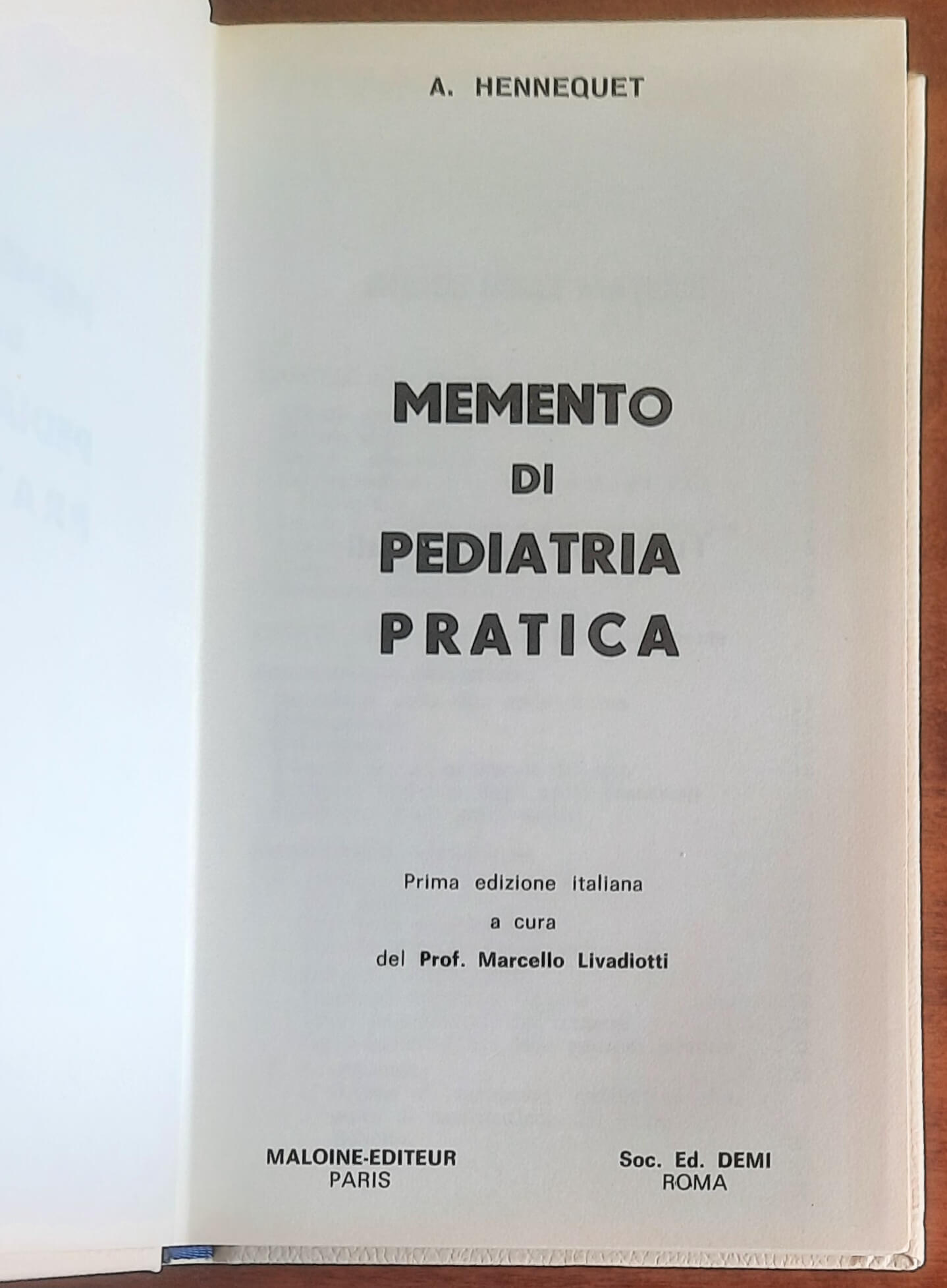Memento di pediatria pratica - di A. Hennequet - Maloine Editeur