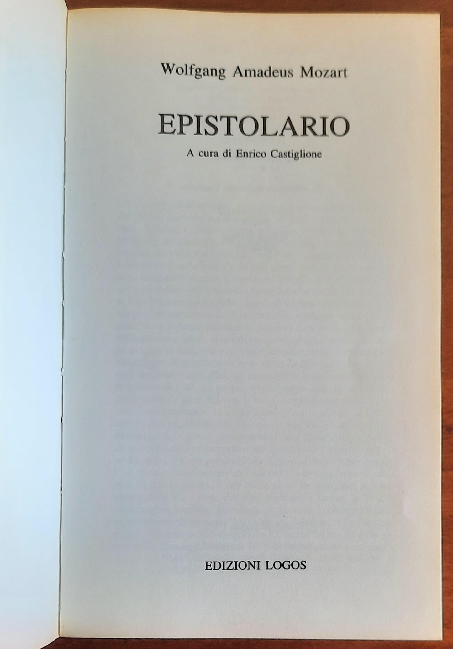 Mozart: Epistolario - a Cura Di Enrico Castiglione - Edizioni Logos