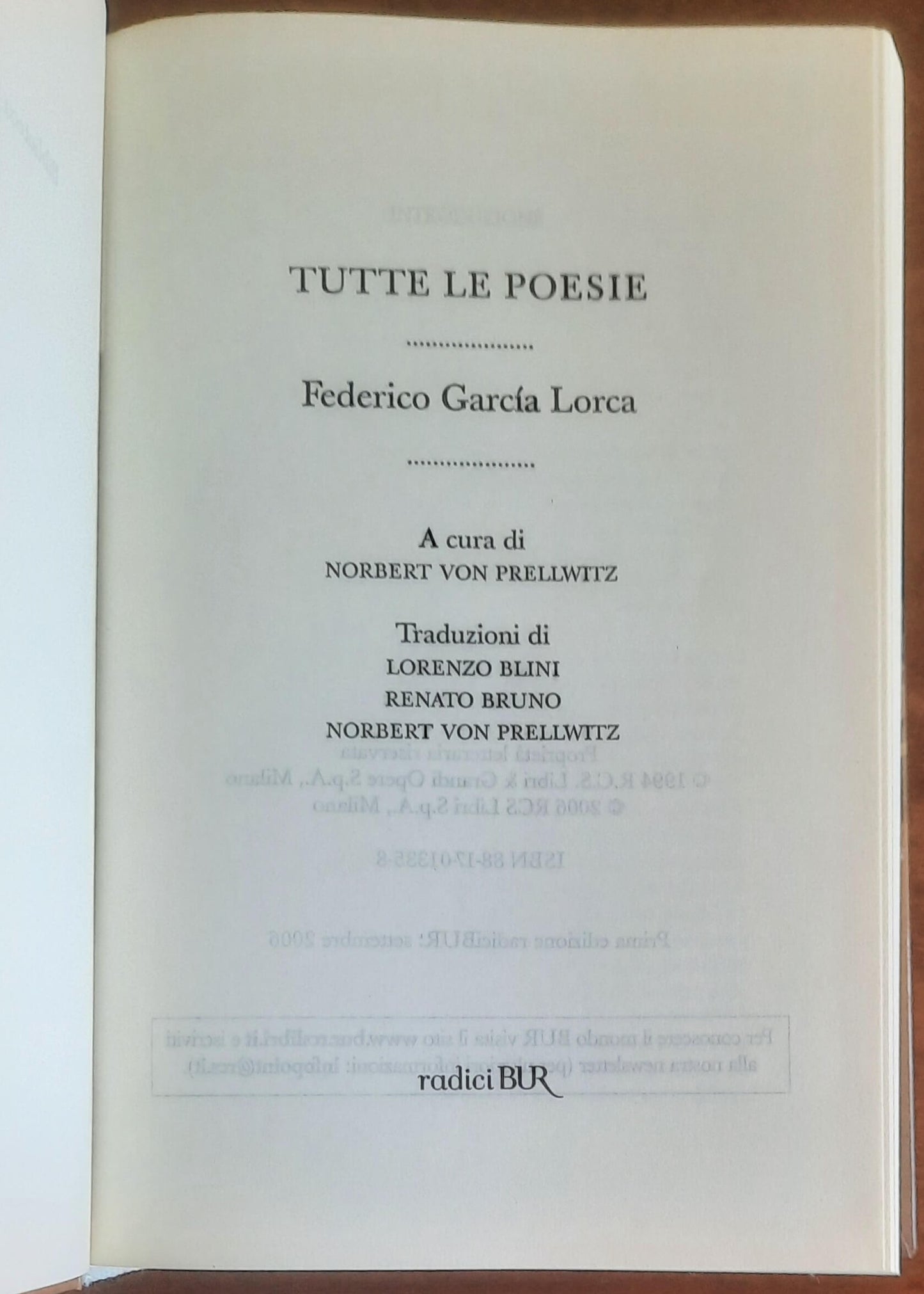 Tutte le poesie - di Federico Garcia Lorca - B.U.R
