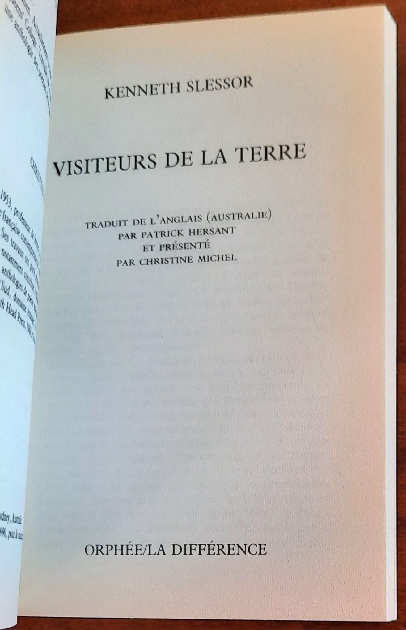 Visiteurs de la terre - di Kenneth Slessor