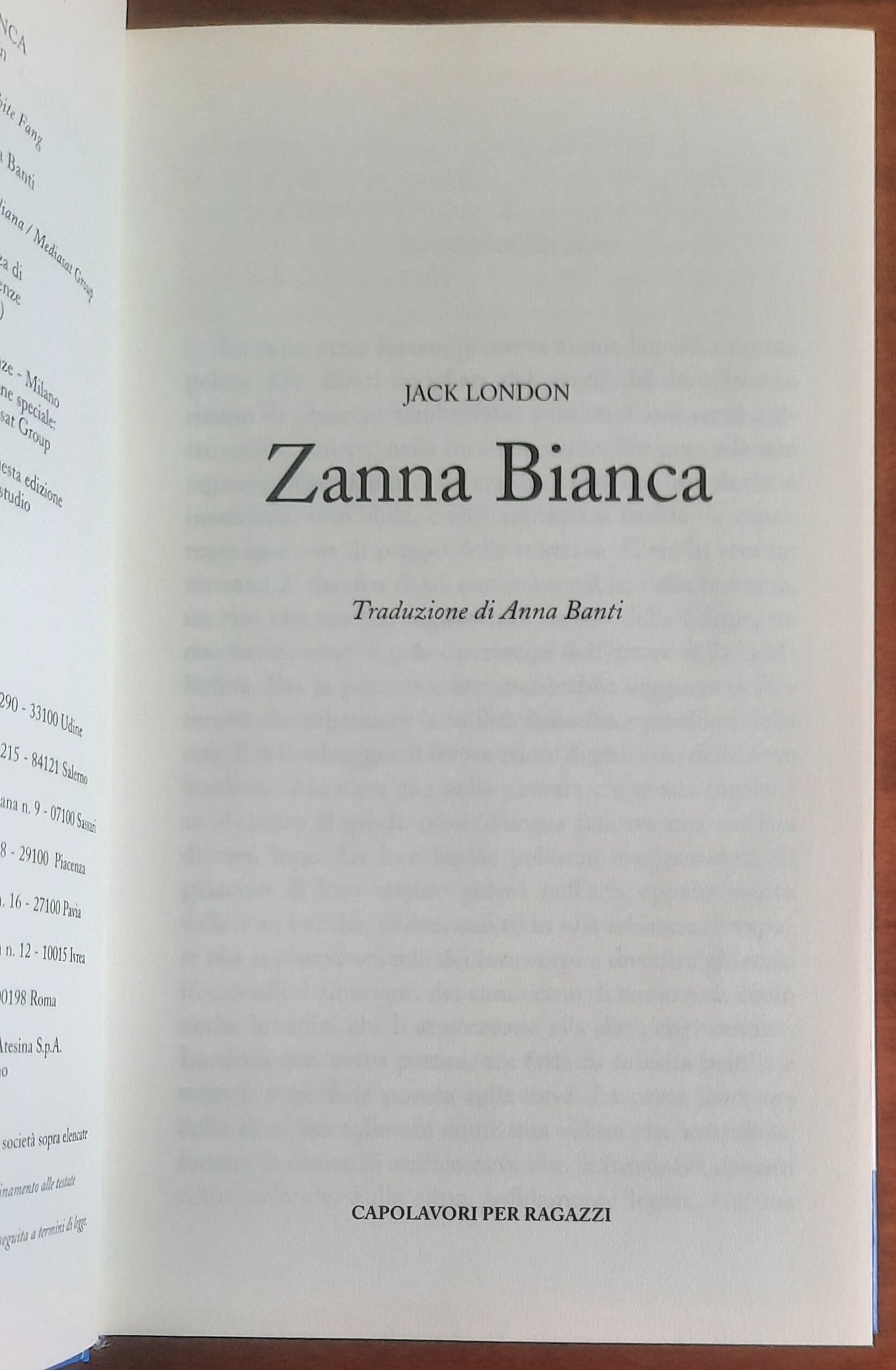 Zanna bianca - di Jack London - Capolavori per ragazzi