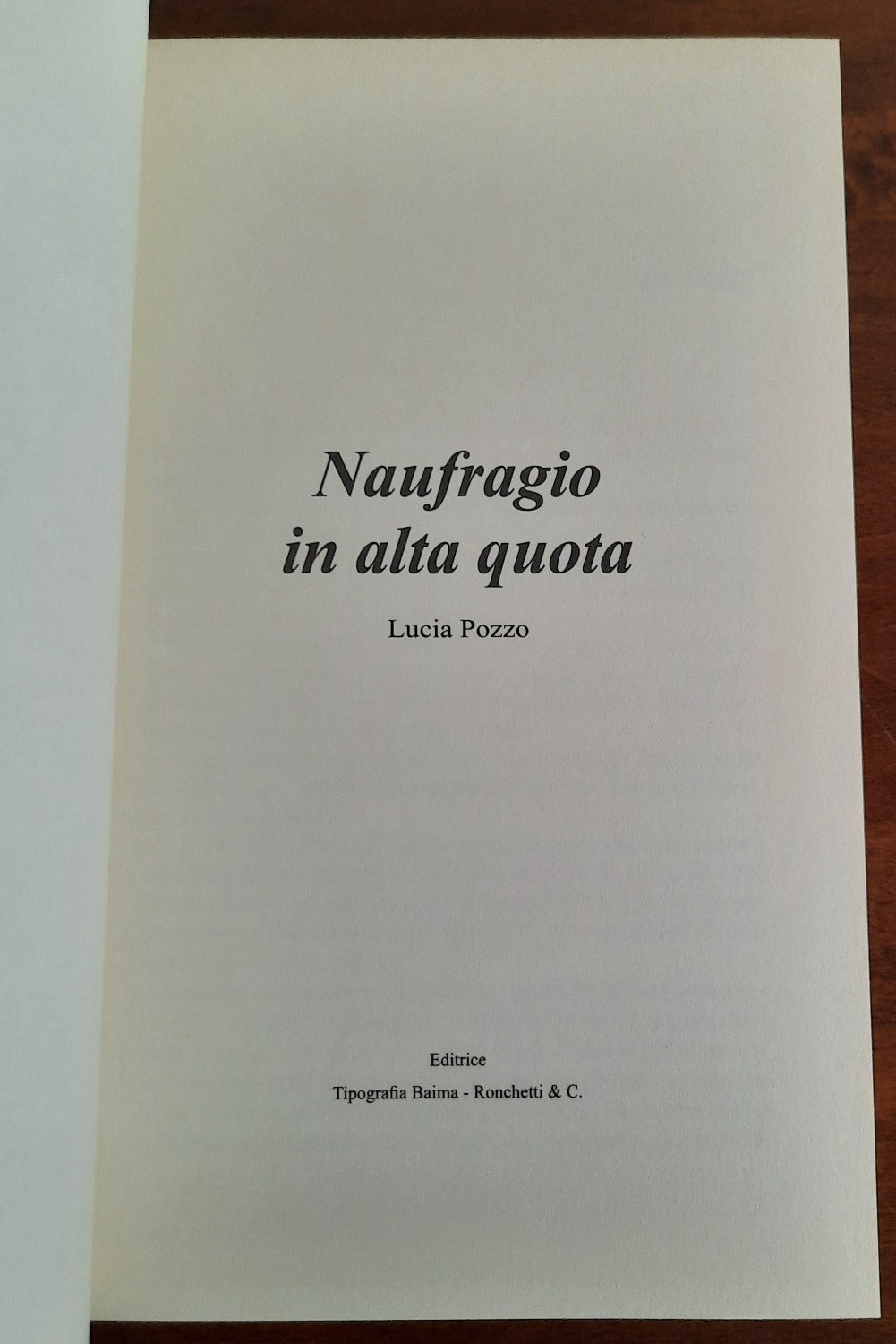 Naufragio in alta quota - di Lucia Pozzo - Libreria Biellese