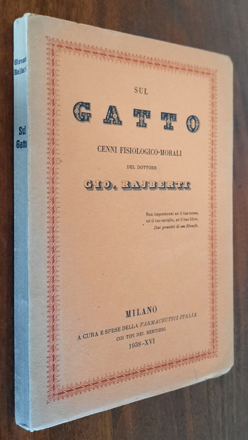 Sul gatto. Cenni fisiologico-morali - Libreria Biellese