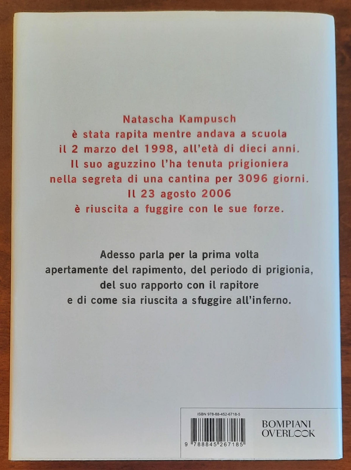 3096 giorni - di Natascha Kampusch - Bompiani