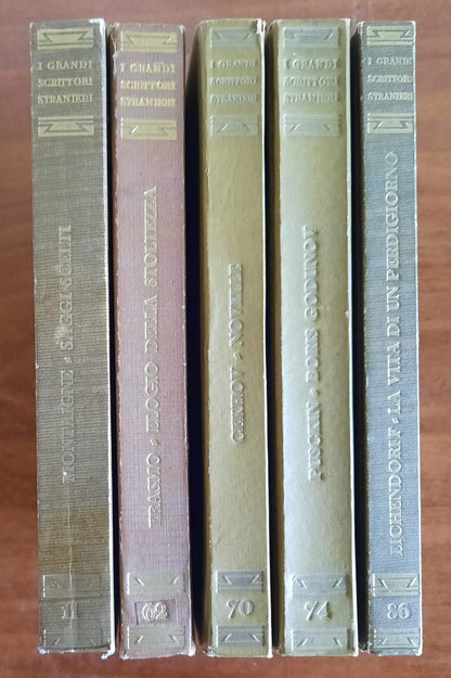 5 libri UTET - I Grandi Scrittori Stranieri - Cechov, Pusckin, Erasmo da Rotterdam, von Eichendoff, De Montaigne