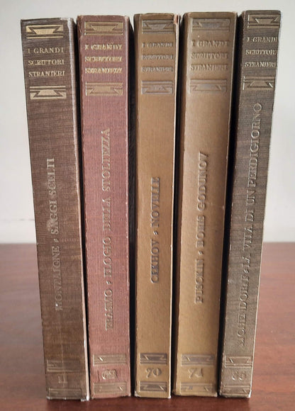 5 libri UTET - I Grandi Scrittori Stranieri - Cechov, Pusckin, Erasmo da Rotterdam, von Eichendoff, De Montaigne