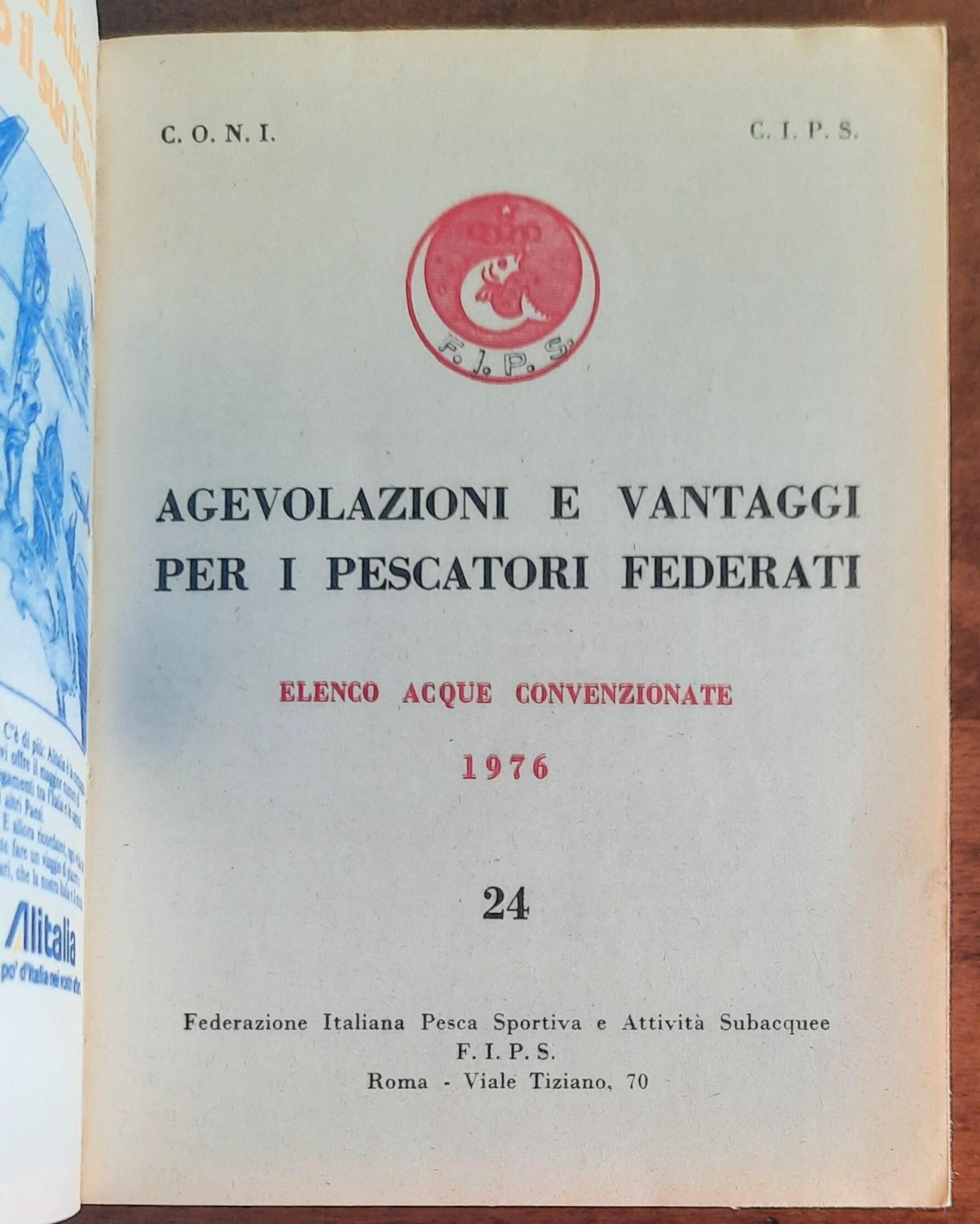 Agevolazioni e vantaggi per i pescatori federati - 1976. Elenco acque convenzionate