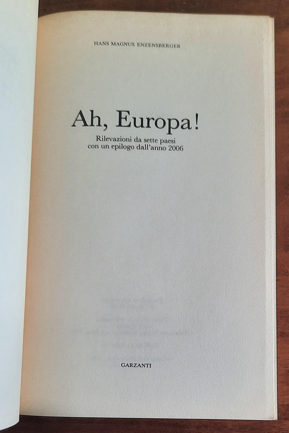 Ah, Europa! Rilevazioni da sette paesi con un epilogo dall’anno 2006