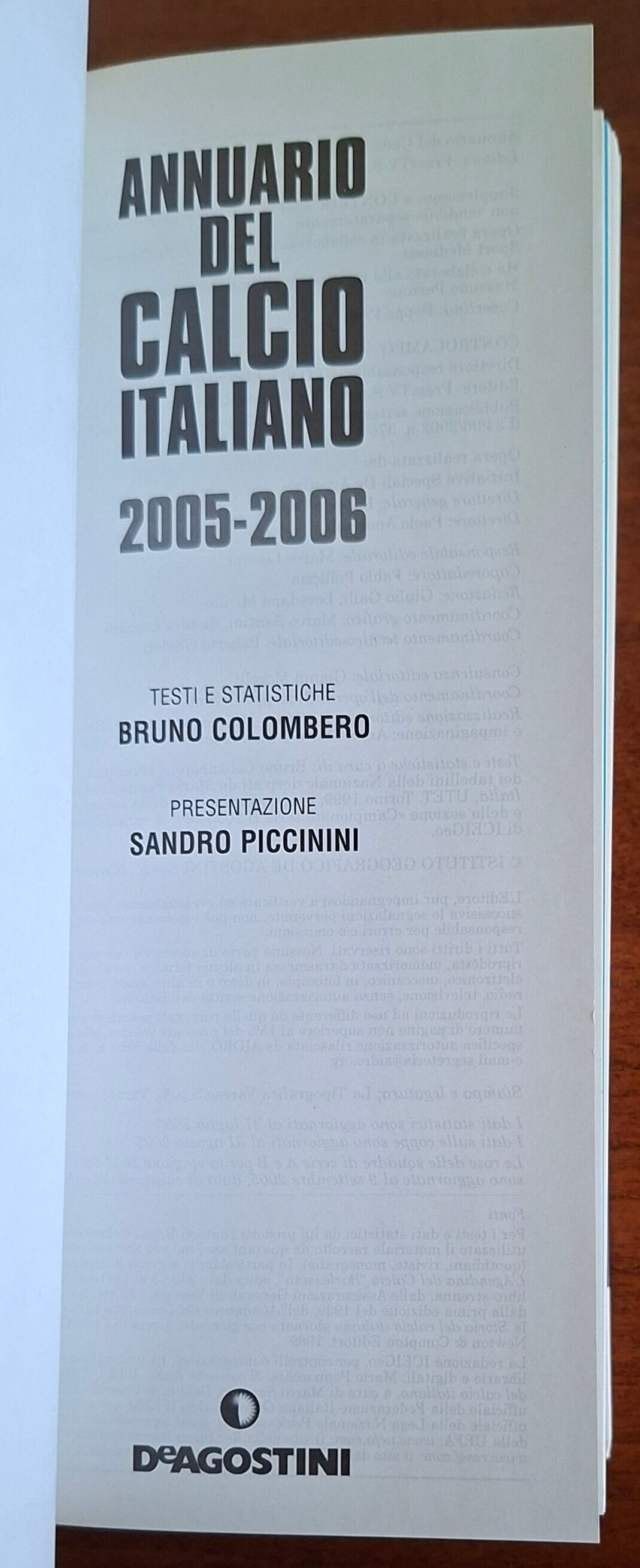 Annuario del calcio italiano 2005-2006 - De Agostini