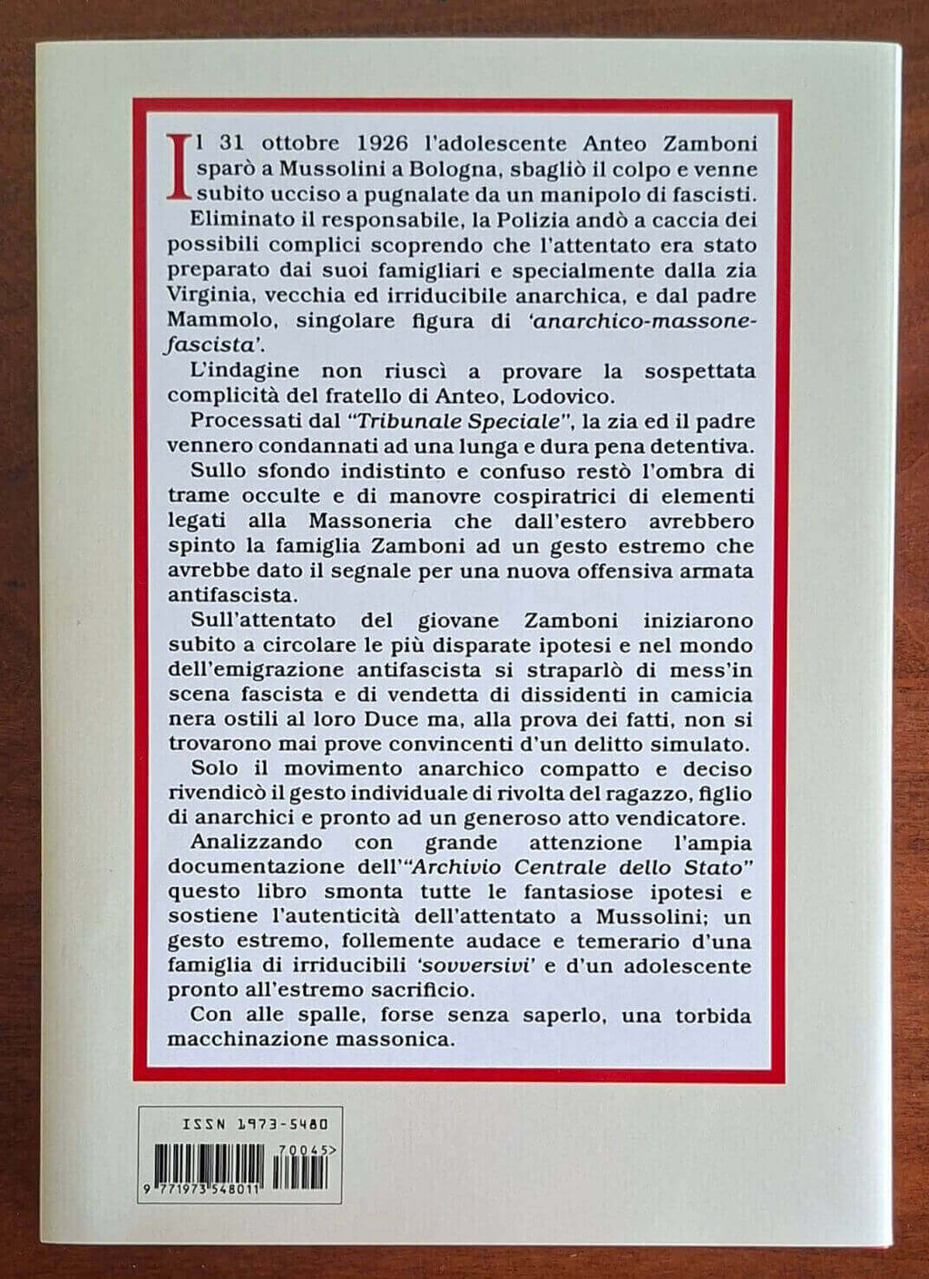 Anteo Zamboni e l'attentato a Mussolini - Roberto Gremmo