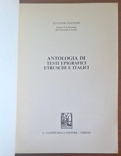 Antologia di testi epigrafici etruschi e italiaci - Giappichelli Editore