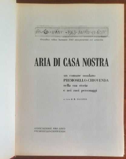 Aria di casa nostra. Un comune ossolano Premosello-Chiovenda nella sua storia e nei suoi personaggi
