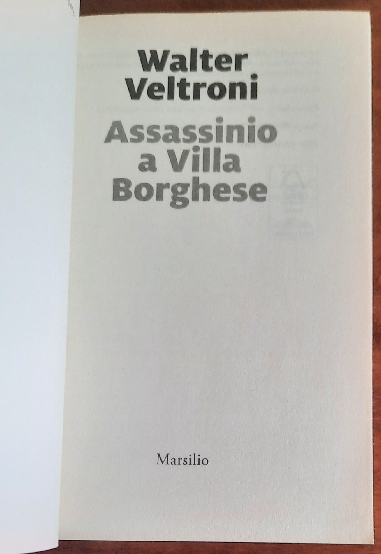 Assassinio a Villa Borghese - di Walter Veltroni