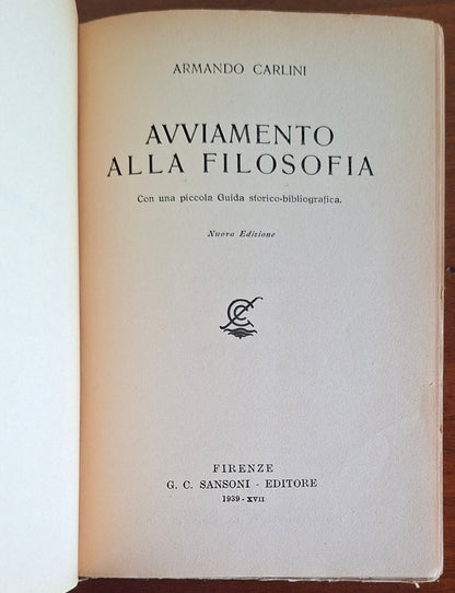 Avviamento alla filosofia. Con una piccola Guida storico-bibliografica