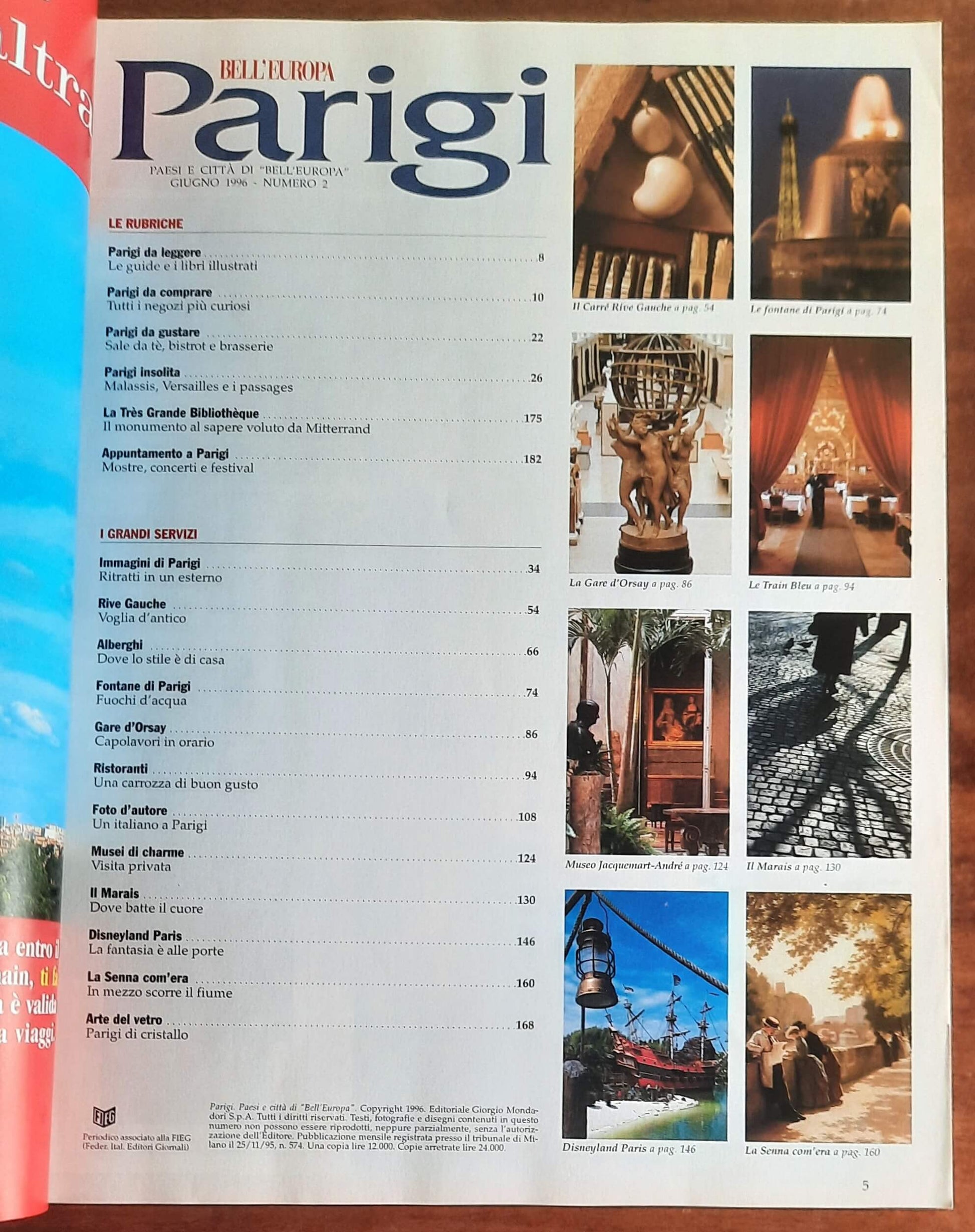 Bell’Europa - n. 2 giugno 1996 - numero da collezione - Parigi - Mondadori
