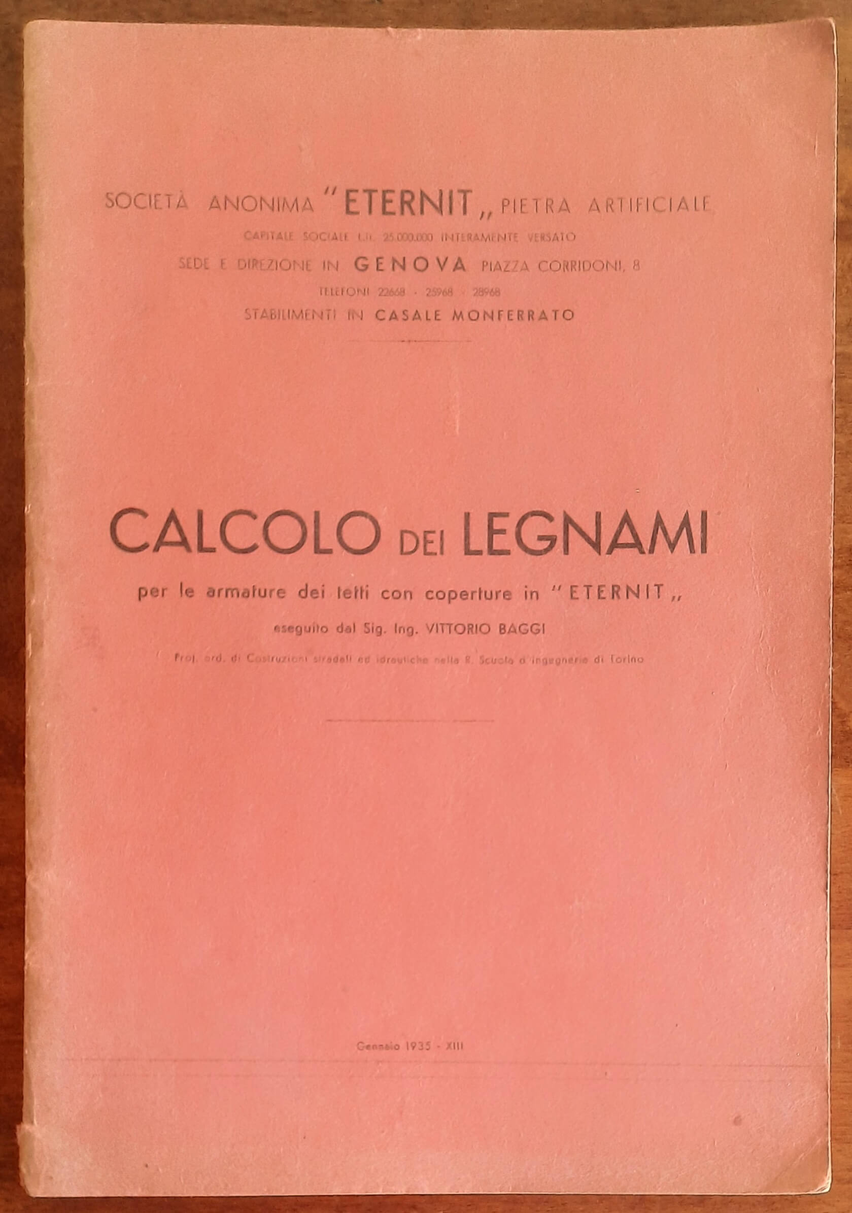 Calcolo dei legnami per le armature dei tetti con coperture in Eternit
