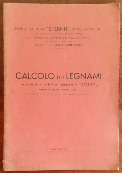 Calcolo dei legnami per le armature dei tetti con coperture in Eternit