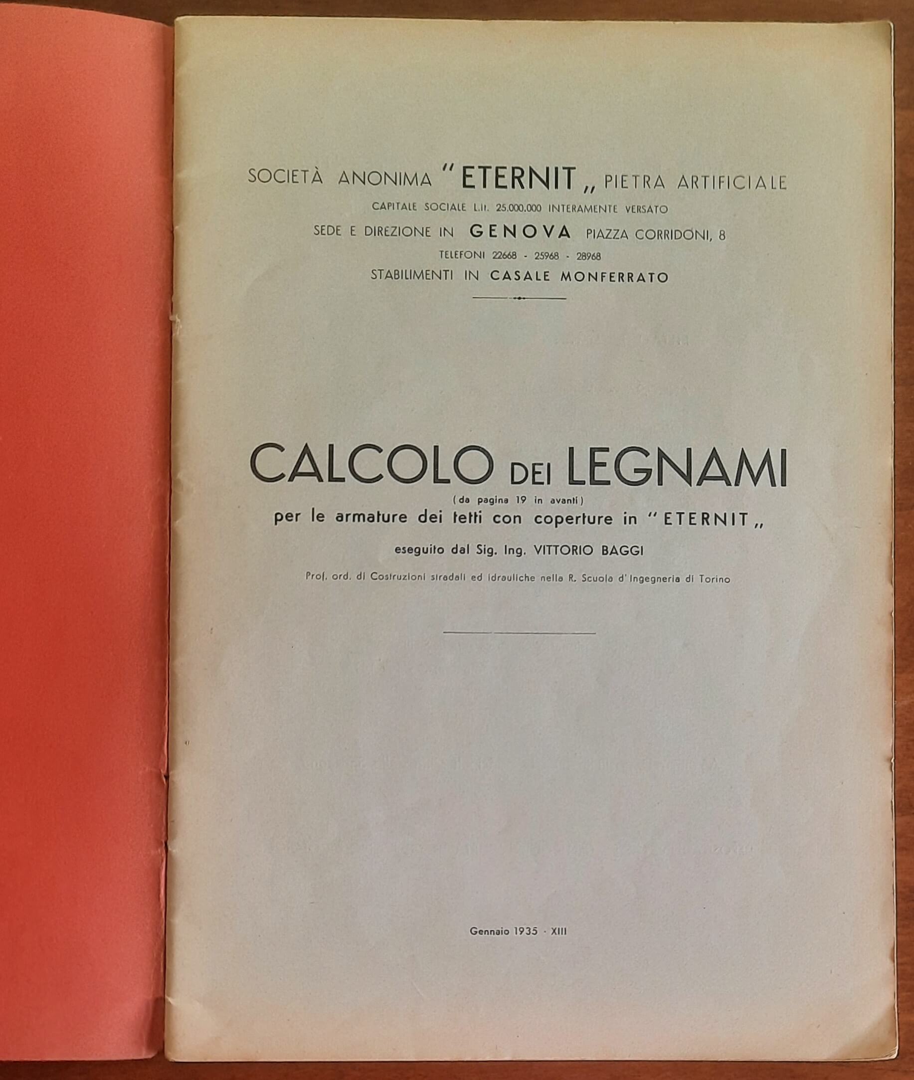 Calcolo dei legnami per le armature dei tetti con coperture in Eternit