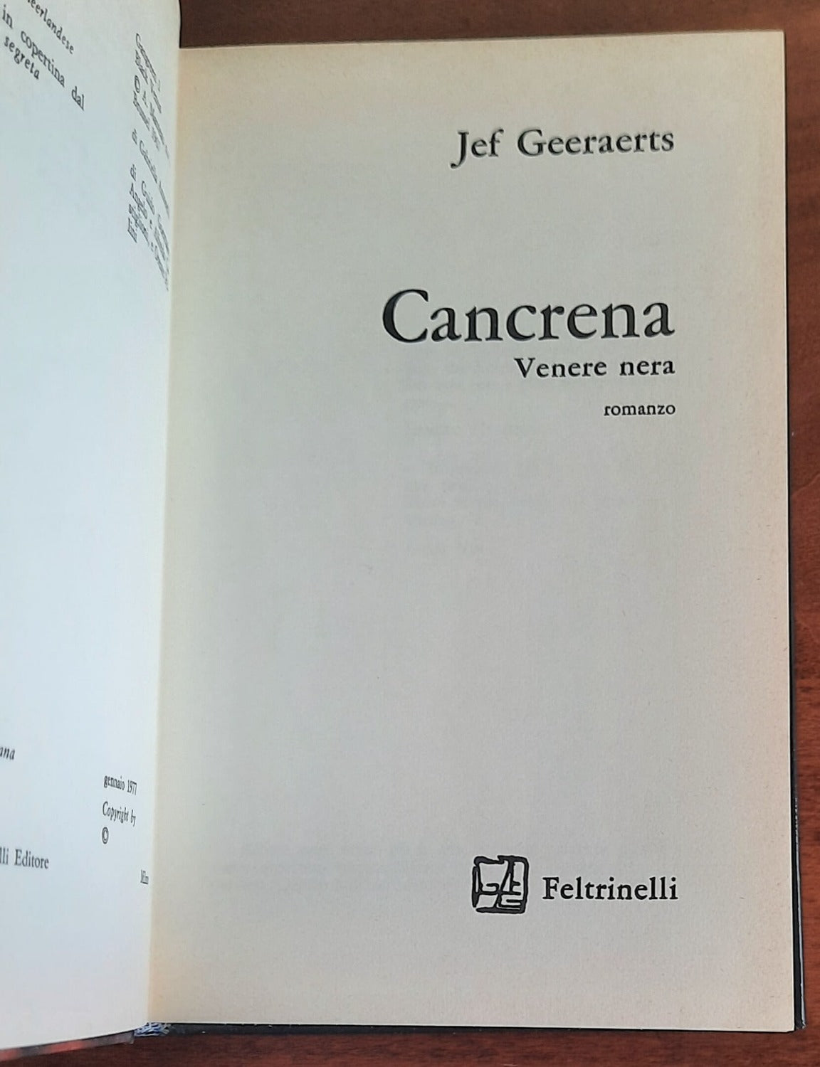 Cancrena. Venere nera - Feltrinelli - 1977