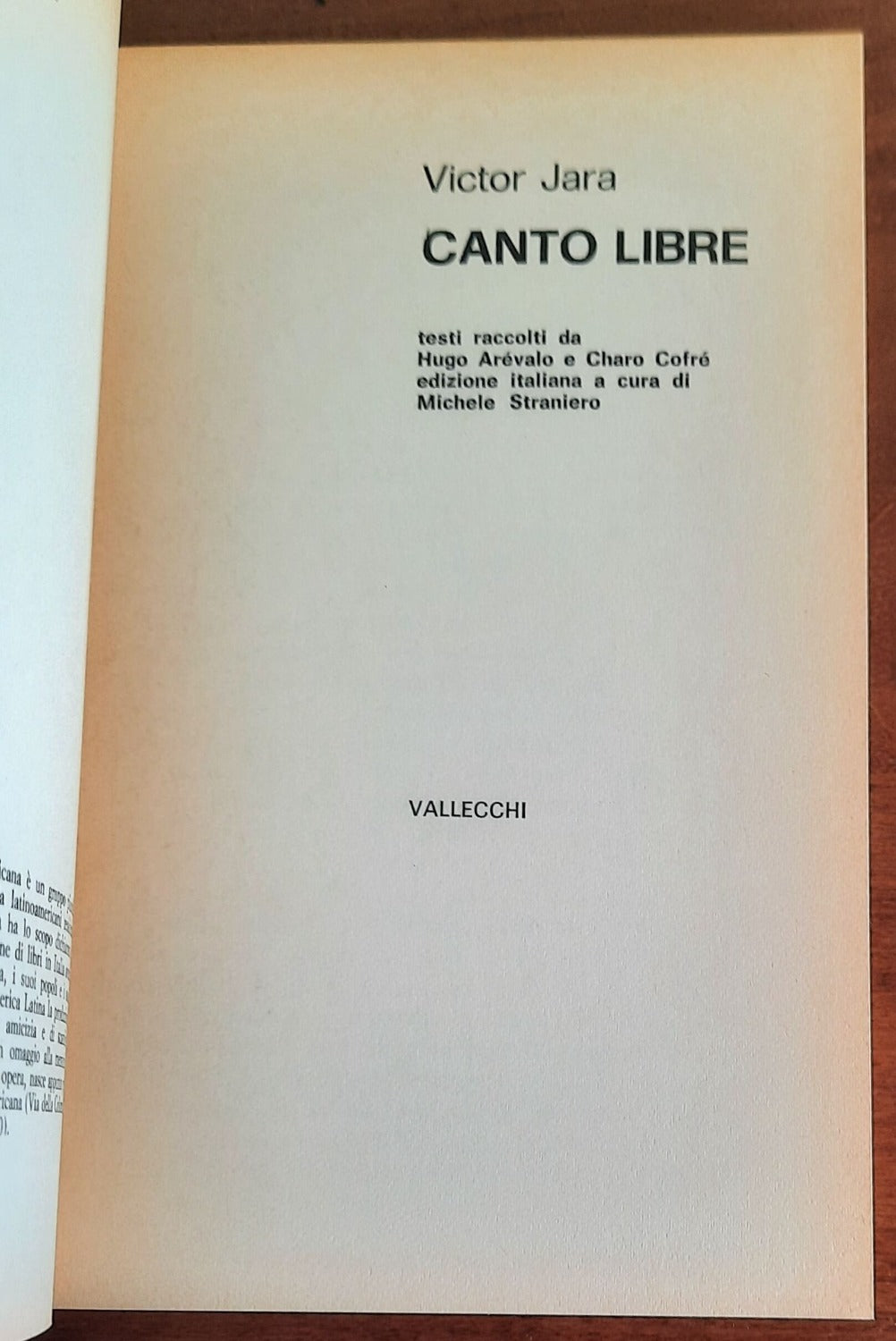 Canto libre - di Victor Jara - Vallecchi Editore