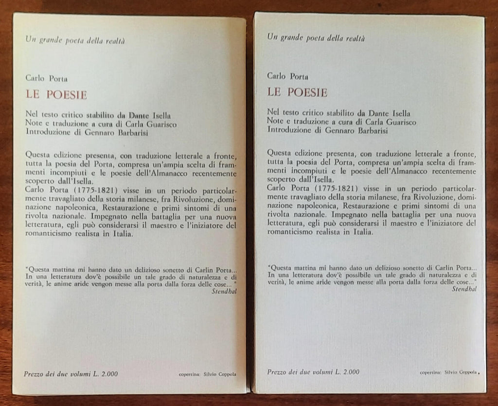 Carlo Porta Le poesie - 2 vol. - Feltrinelli