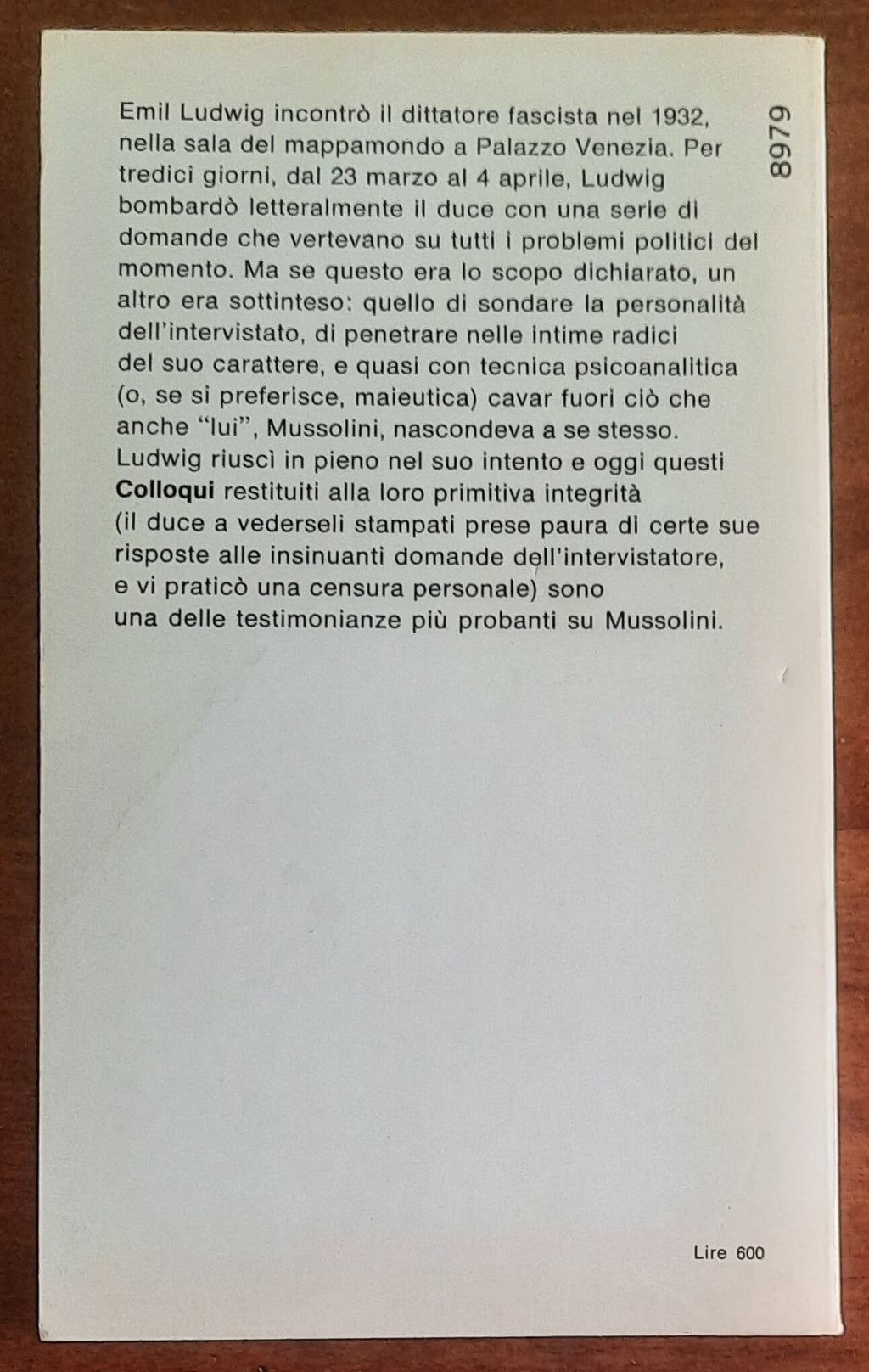 Colloqui con Mussolini - di Emil Ludwig - Mondadori Oscar