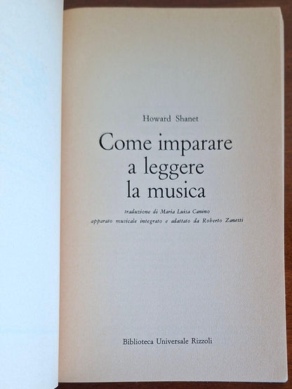 Come imparare a leggere la musica - Howard Shanet - B.U.R.