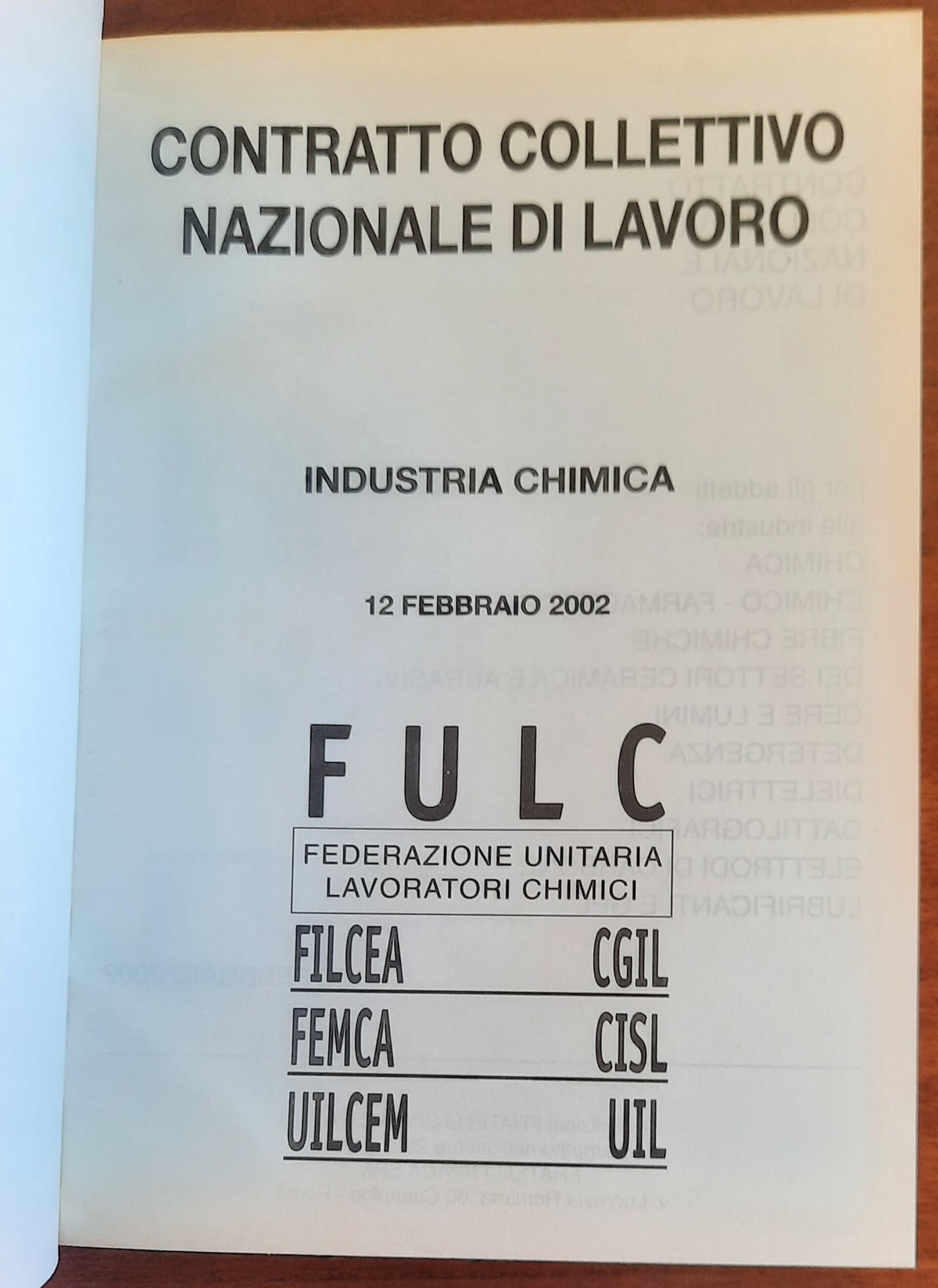 Contratto collettivo nazionale del lavoro. Industria chimica
