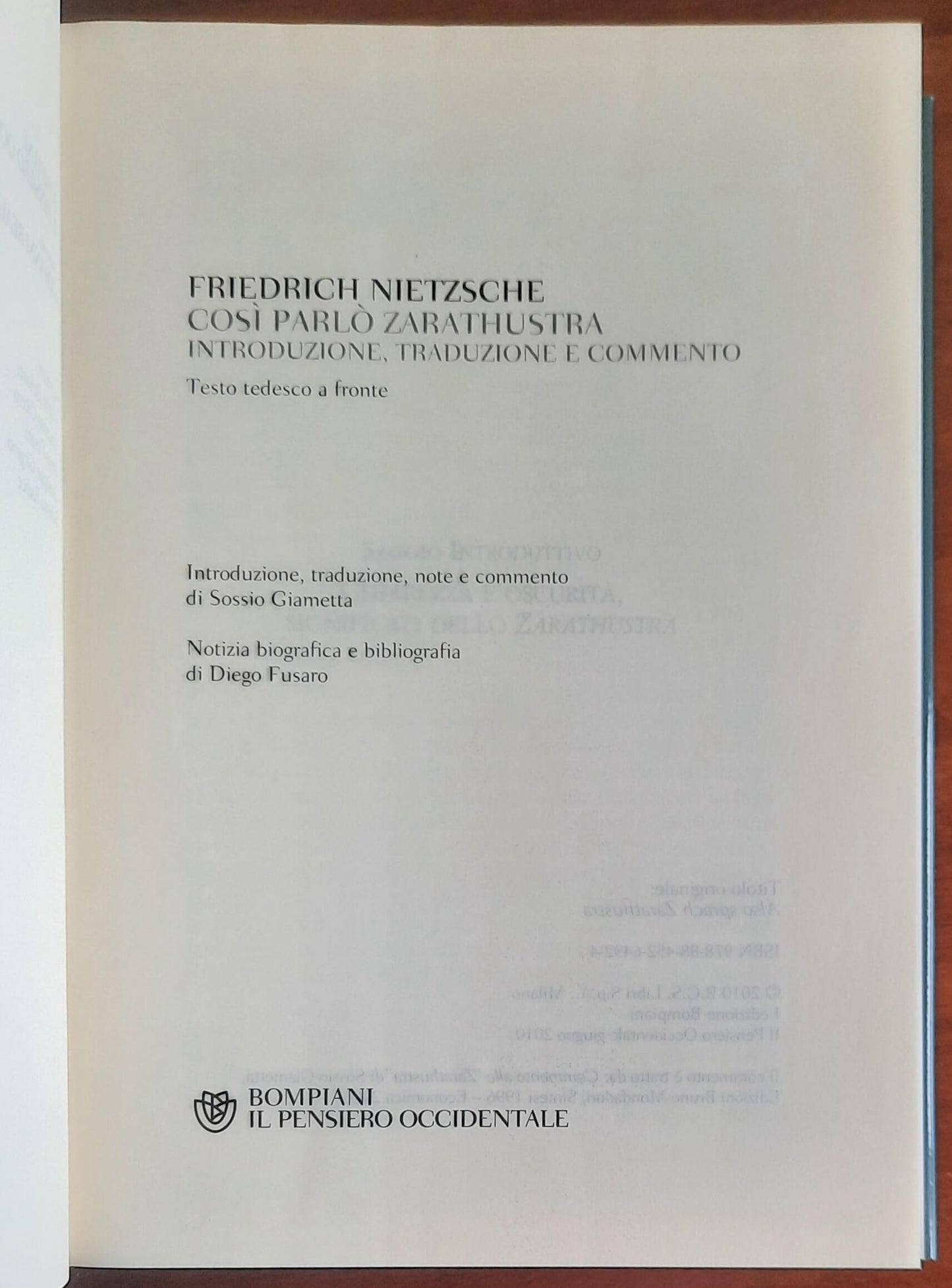 Così parlò Zarathustra - di Friedrich Nietzsche - Bompiani