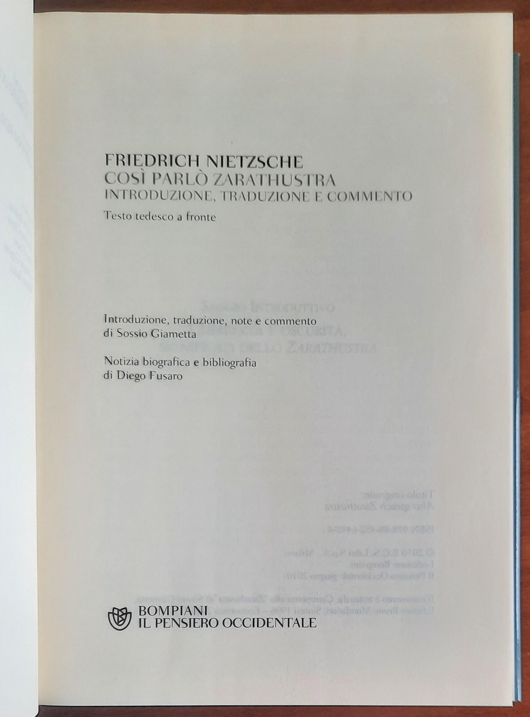 Così parlò Zarathustra - di Friedrich Nietzsche - Bompiani