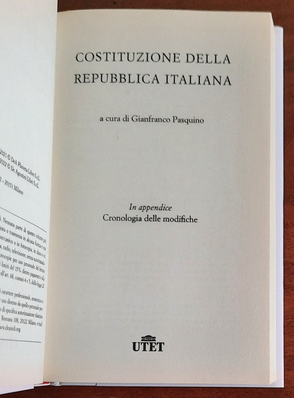 Costituzione della Repubblica Italiana. Nuova edizione aggiornata con cronologia delle modifiche