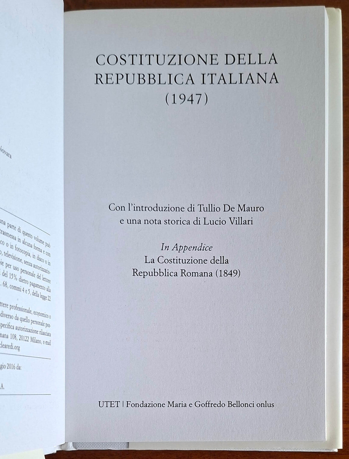 Costituzione della Repubblica Italiana (1947) - UTET