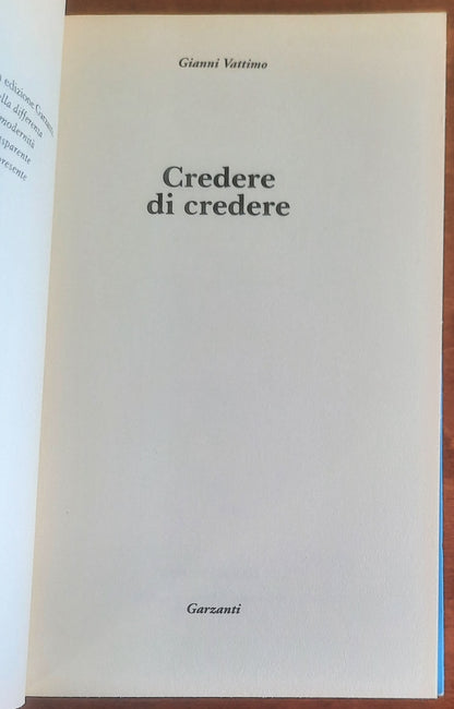 Credere di credere - Gianni Vattimo - Garzanti
