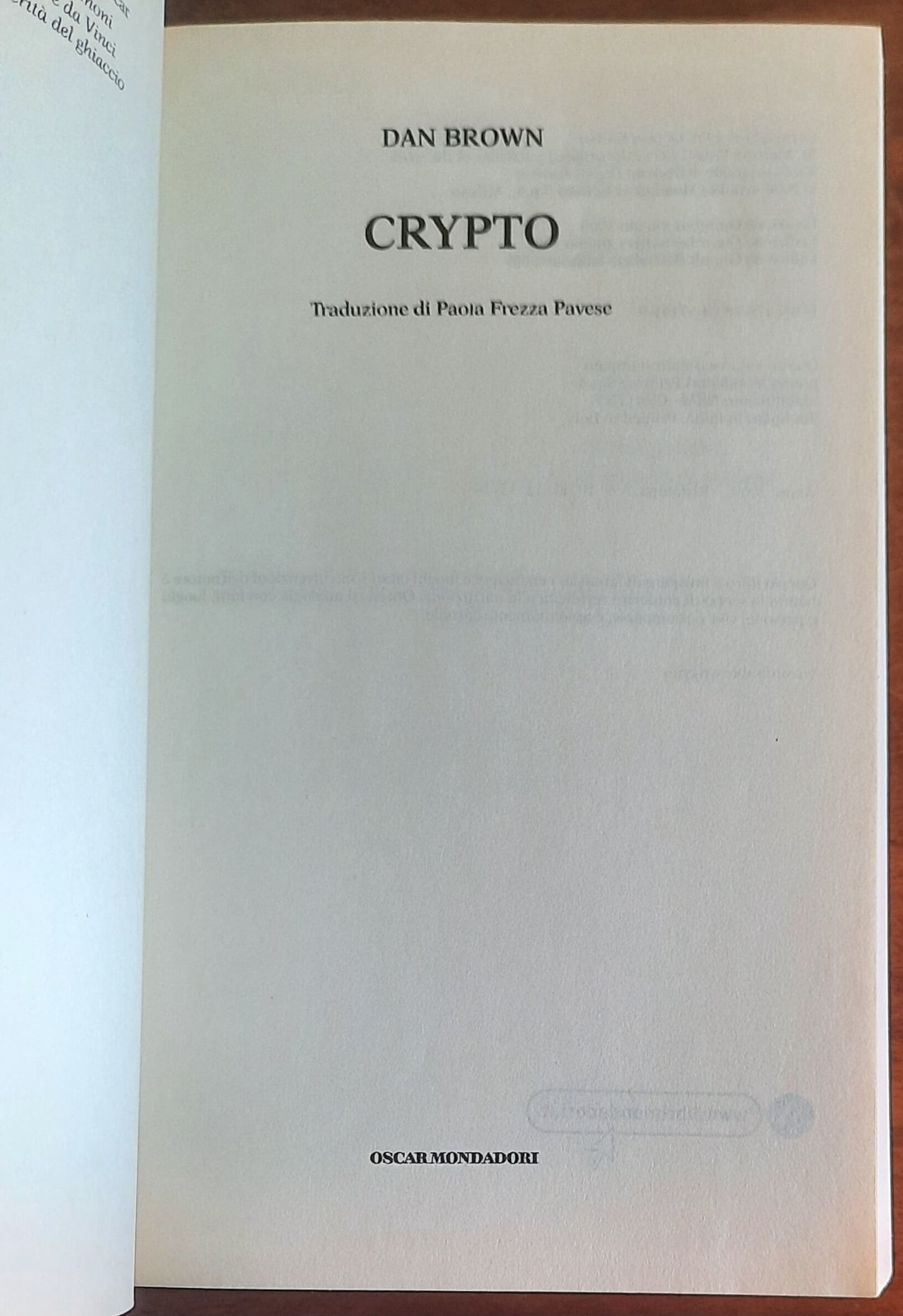 Crypto - di Dan Brown - Mondadori Oscar