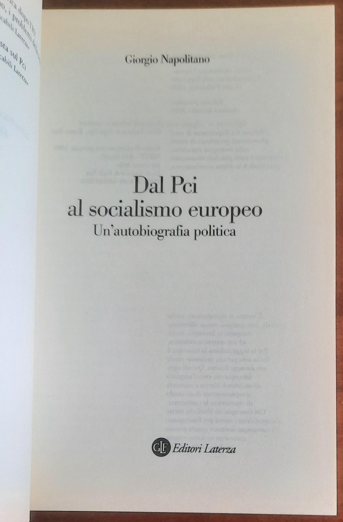 Dal Pci al socialismo europeo. Un’autobiografia politica