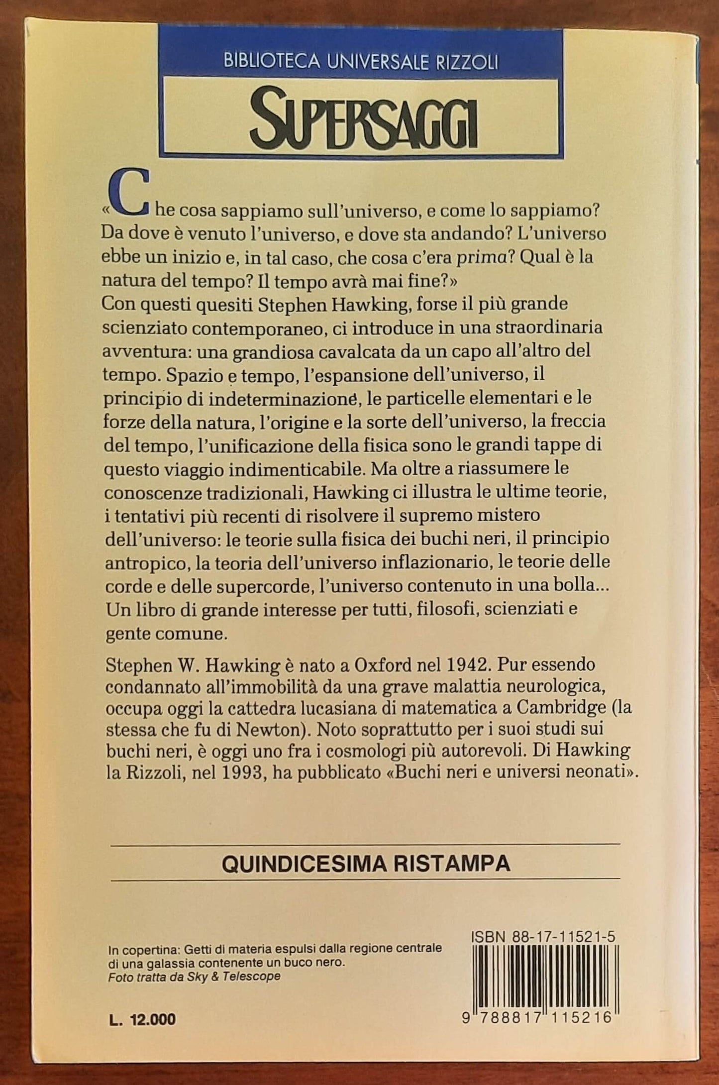 Dal big bang ai buchi neri. Breve storia del tempo - Stephen Hawking - B.U.R.