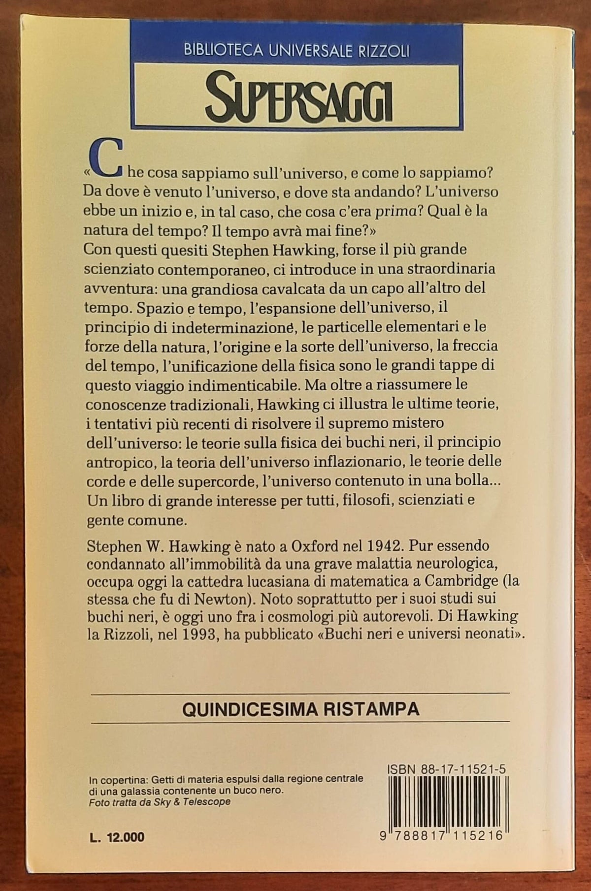 Dal big bang ai buchi neri. Breve storia del tempo - Stephen Hawking - B.U.R.